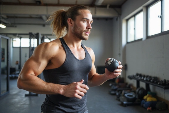 Un atleta che corre o si allena, con un titolo 'L'Importanza delle Proteine'.